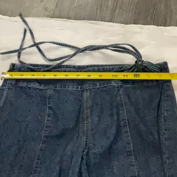 Calvin Klein Wide Leg Side Tie Denim Jeans 2 Boho 70s Look Festival Hippie EDM - Picture 9 of 12